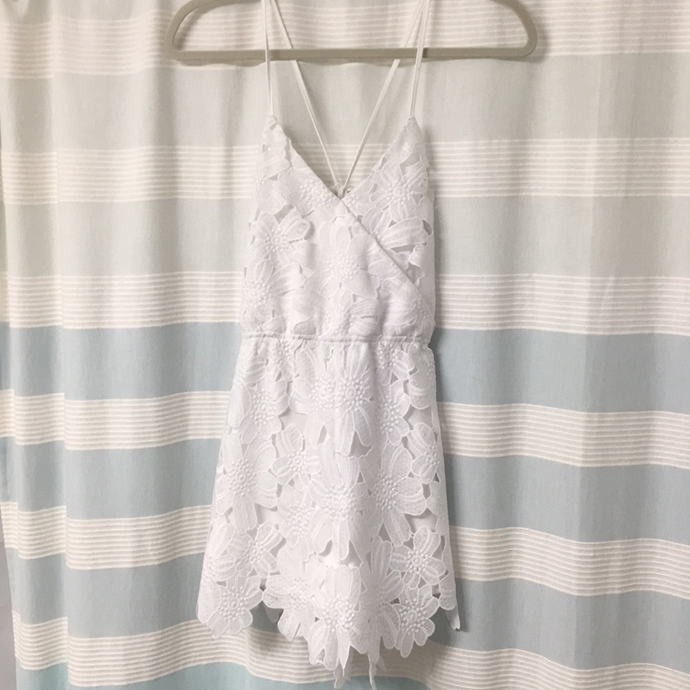 Express white faux wrap romper